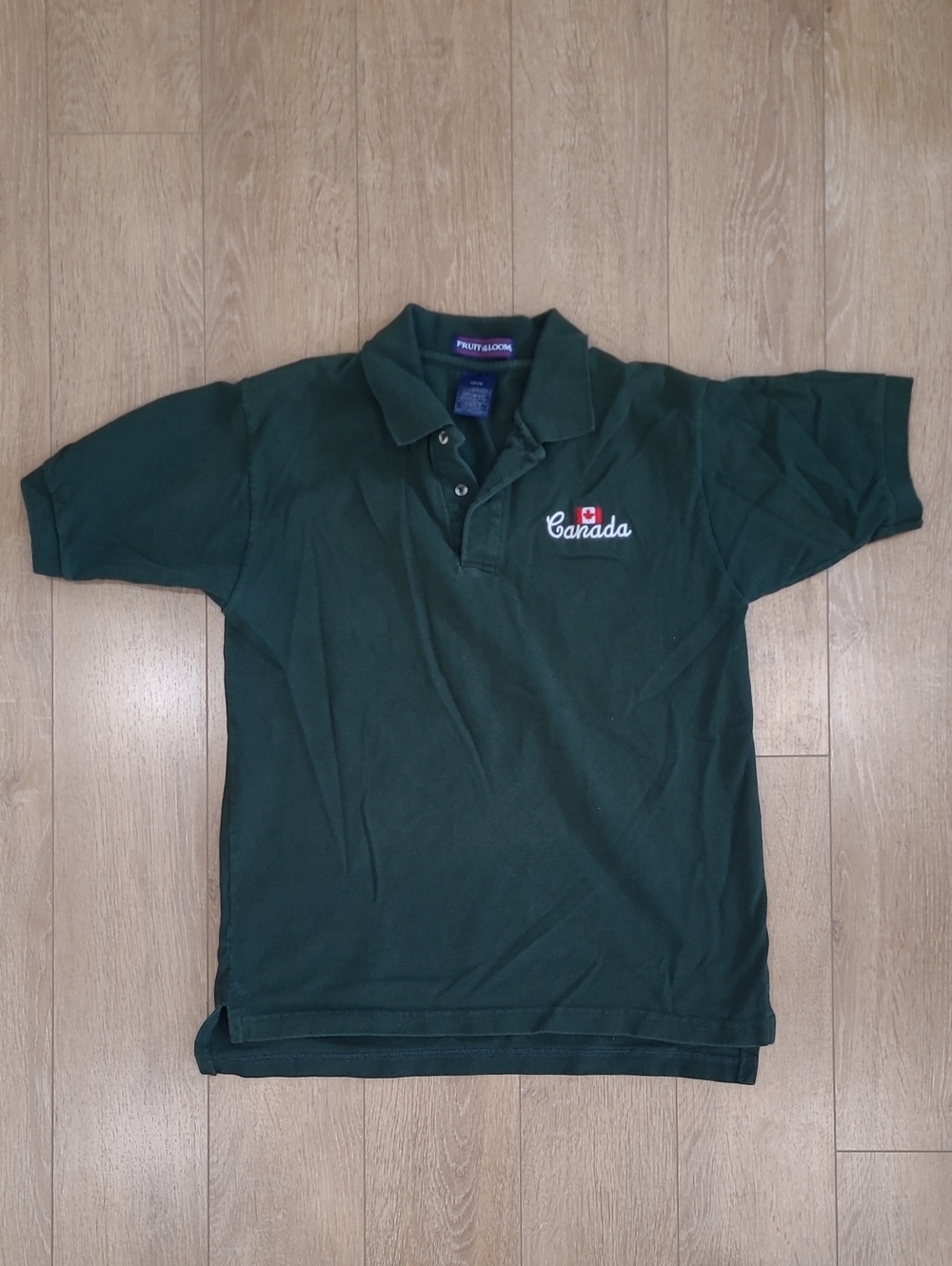 Made In The USA Fruit of the Loom Dark Green Kids Polo with Canada Embroidery